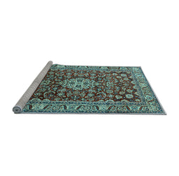 Sideview of Machine Washable Persian Light Blue Traditional Rug, wshtr243lblu