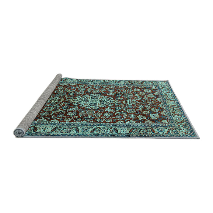 Sideview of Machine Washable Persian Light Blue Traditional Rug, wshtr243lblu