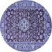 Round Machine Washable Persian Blue Traditional Rug, wshtr243blu