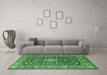 Machine Washable Persian Emerald Green Traditional Area Rugs in a Living Room,, wshtr243emgrn