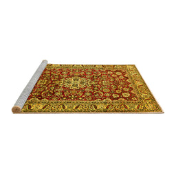 Sideview of Machine Washable Persian Yellow Traditional Rug, wshtr243yw