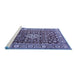 Sideview of Machine Washable Persian Blue Traditional Rug, wshtr243blu