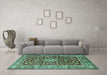 Machine Washable Persian Turquoise Traditional Area Rugs in a Living Room,, wshtr243turq