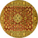 Round Machine Washable Persian Yellow Traditional Rug, wshtr243yw