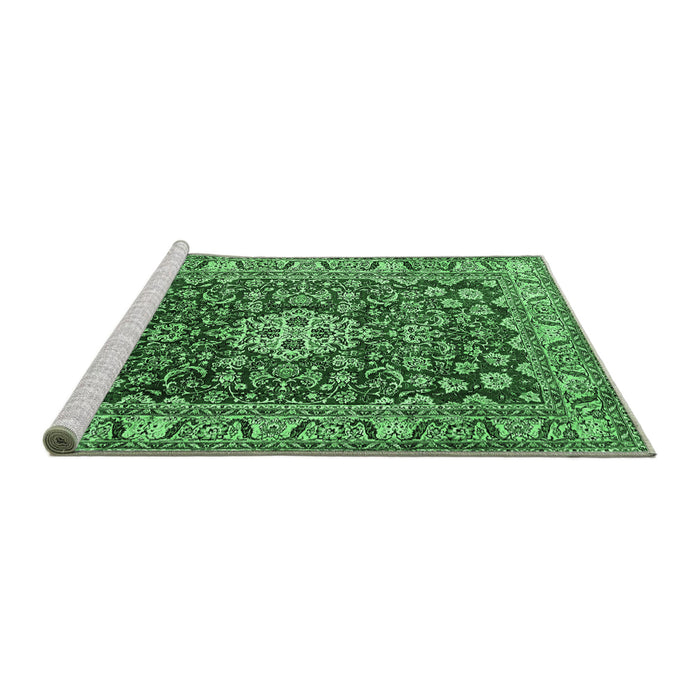 Sideview of Machine Washable Persian Emerald Green Traditional Area Rugs, wshtr243emgrn