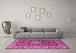 Machine Washable Persian Pink Traditional Rug in a Living Room, wshtr243pnk