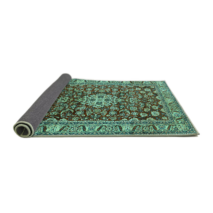Sideview of Persian Turquoise Traditional Rug, tr243turq