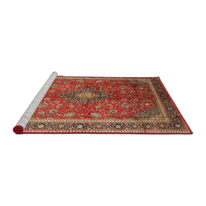 Sideview of Machine Washable Traditional Tomato Red Rug, wshtr244