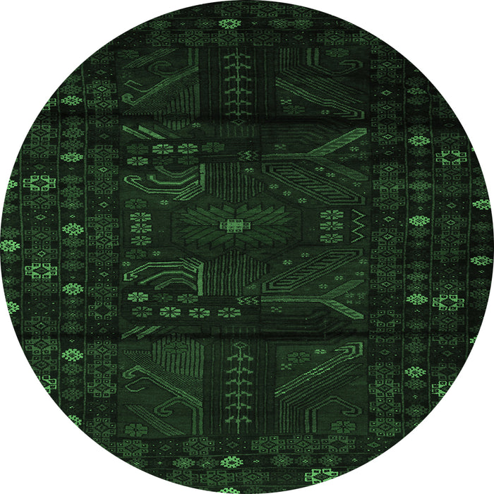 Round Persian Emerald Green Traditional Rug, tr2440emgrn