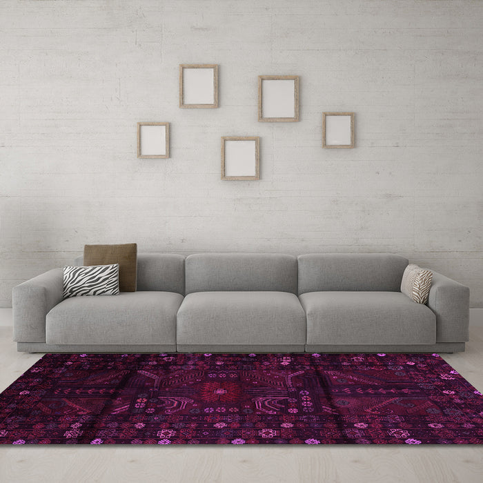 Machine Washable Persian Pink Traditional Rug in a Living Room, wshtr2440pnk