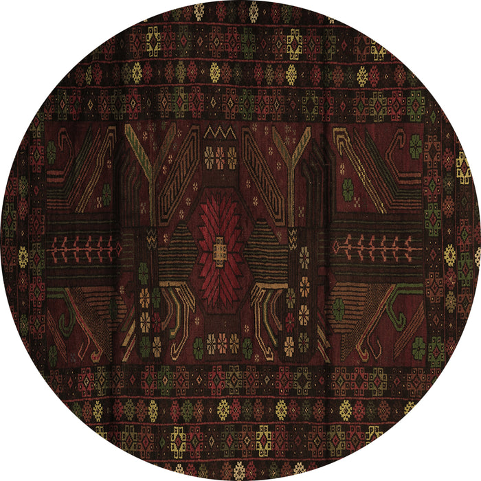 Round Persian Brown Traditional Rug, tr2440brn