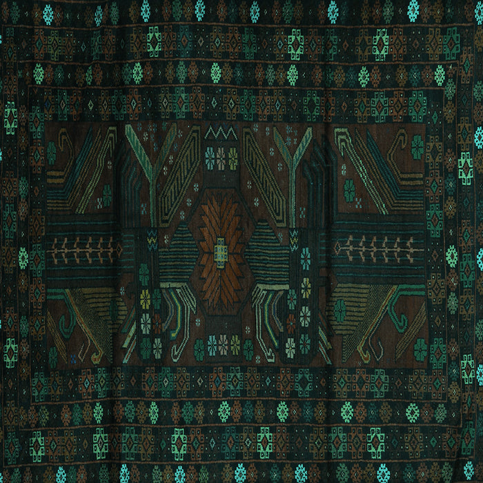 Square Machine Washable Persian Turquoise Traditional Area Rugs, wshtr2440turq