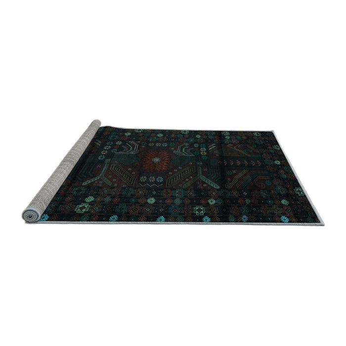 Sideview of Machine Washable Persian Light Blue Traditional Rug, wshtr2440lblu
