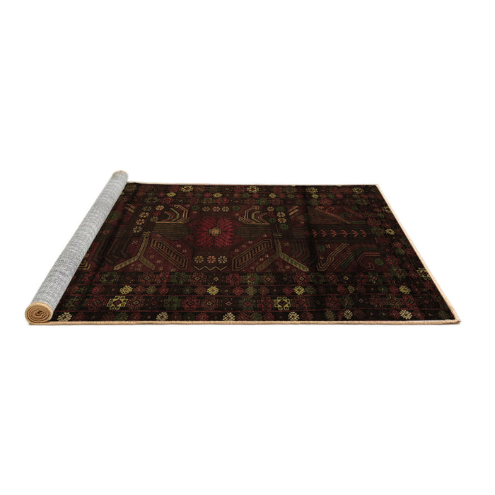 Sideview of Machine Washable Persian Brown Traditional Rug, wshtr2440brn