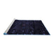 Sideview of Machine Washable Persian Blue Traditional Rug, wshtr2440blu