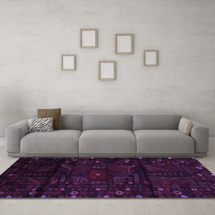 Machine Washable Persian Purple Traditional Area Rugs in a Living Room, wshtr2440pur