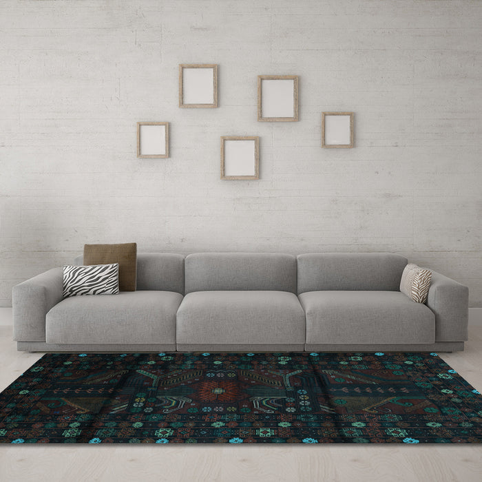 Machine Washable Persian Light Blue Traditional Rug in a Living Room, wshtr2440lblu