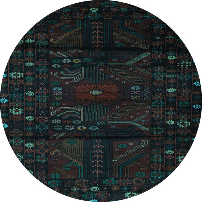 Round Machine Washable Persian Light Blue Traditional Rug, wshtr2440lblu