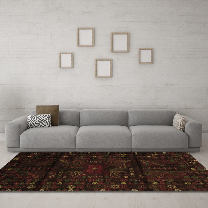 Machine Washable Persian Brown Traditional Rug in a Living Room,, wshtr2440brn