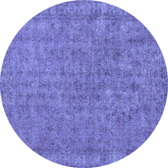 Round Machine Washable Persian Blue Bohemian Rug, wshtr2441blu