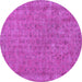 Round Machine Washable Persian Purple Bohemian Area Rugs, wshtr2441pur