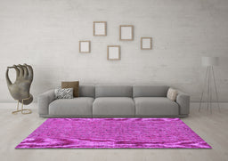 Machine Washable Persian Purple Bohemian Area Rugs in a Living Room, wshtr2441pur