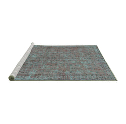 Sideview of Machine Washable Persian Turquoise Bohemian Area Rugs, wshtr2441turq