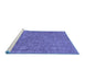 Sideview of Machine Washable Persian Blue Bohemian Rug, wshtr2441blu