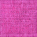 Square Machine Washable Persian Pink Bohemian Rug, wshtr2441pnk