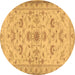 Round Persian Brown Traditional Rug, tr2442brn