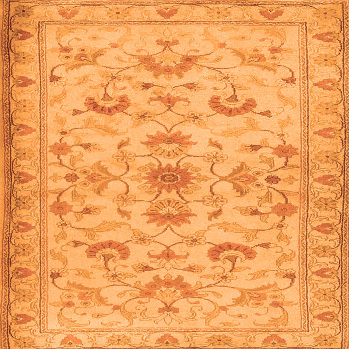 Round Machine Washable Persian Orange Traditional Area Rugs, wshtr2442org