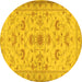 Round Persian Yellow Traditional Rug, tr2442yw