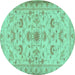 Round Persian Turquoise Traditional Rug, tr2442turq