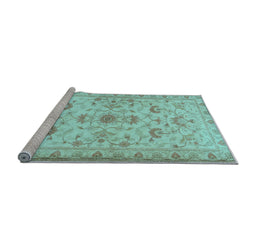 Sideview of Machine Washable Persian Light Blue Traditional Rug, wshtr2442lblu