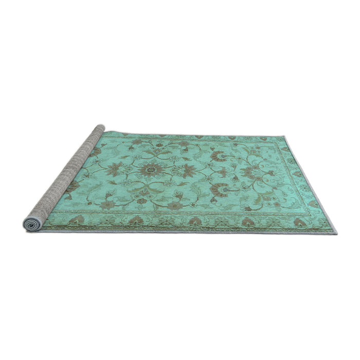 Sideview of Machine Washable Persian Light Blue Traditional Rug, wshtr2442lblu