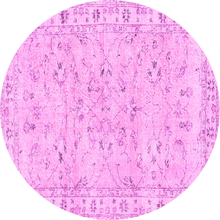 Round Machine Washable Persian Pink Traditional Rug, wshtr2443pnk