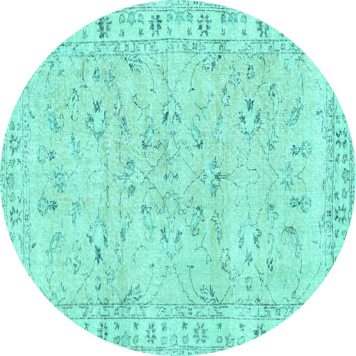 Round Persian Turquoise Traditional Rug, tr2443turq