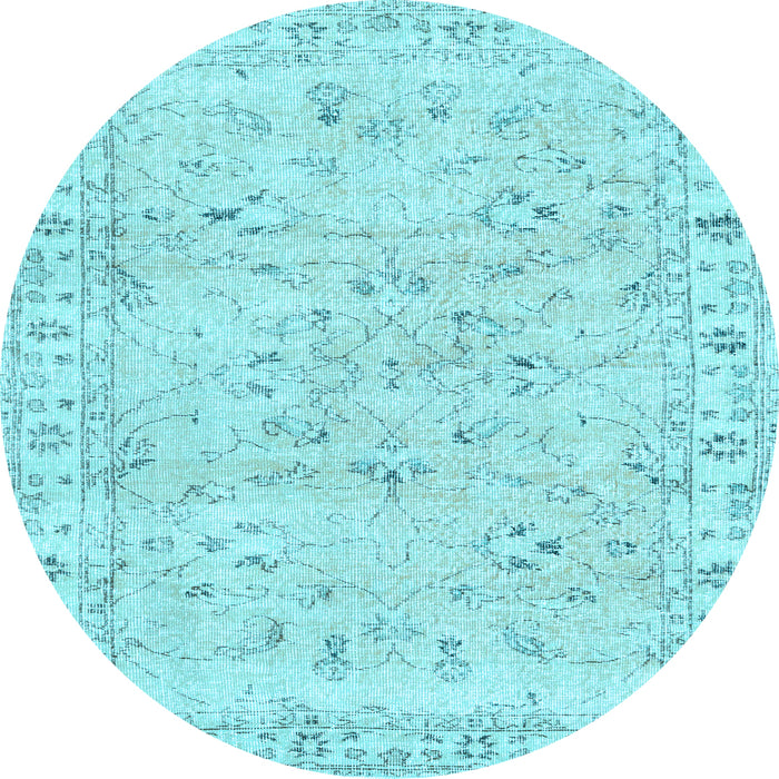 Round Machine Washable Persian Light Blue Traditional Rug, wshtr2443lblu