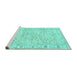 Sideview of Machine Washable Persian Turquoise Traditional Area Rugs, wshtr2443turq