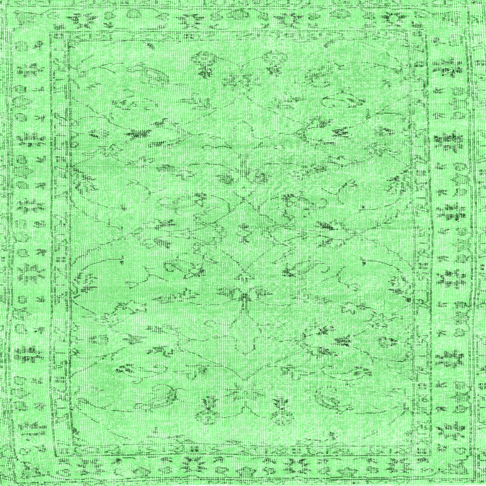 Square Machine Washable Persian Emerald Green Traditional Area Rugs, wshtr2443emgrn