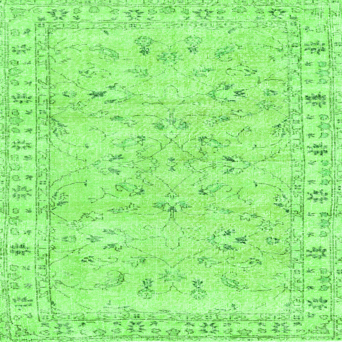 Round Machine Washable Persian Green Traditional Area Rugs, wshtr2443grn