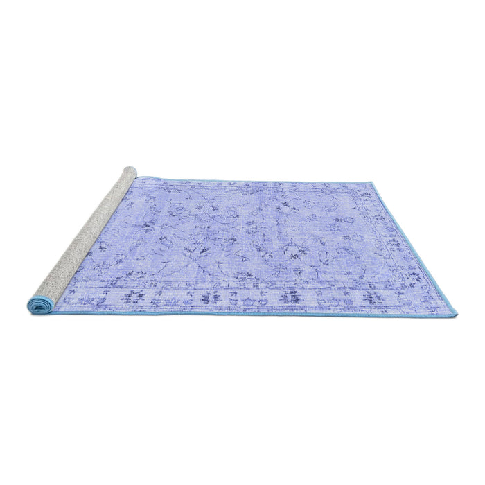 Sideview of Machine Washable Persian Blue Traditional Rug, wshtr2443blu