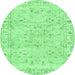 Round Persian Emerald Green Traditional Rug, tr2443emgrn