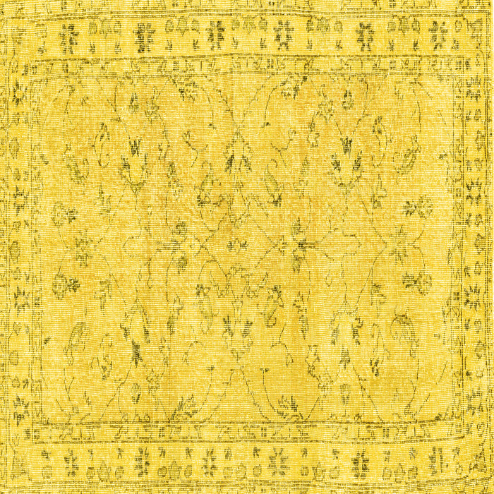 Square Machine Washable Persian Yellow Traditional Rug, wshtr2443yw