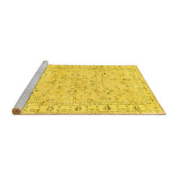 Sideview of Machine Washable Persian Yellow Traditional Rug, wshtr2443yw