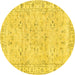 Round Machine Washable Persian Yellow Traditional Rug, wshtr2443yw