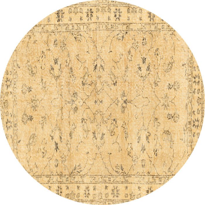 Round Machine Washable Persian Brown Traditional Rug, wshtr2443brn