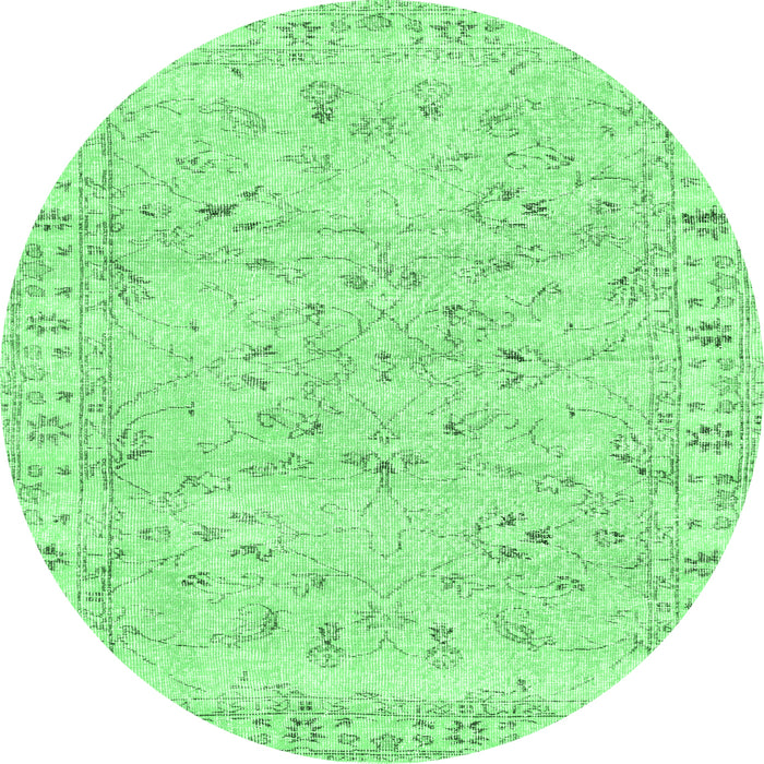 Round Machine Washable Persian Emerald Green Traditional Area Rugs, wshtr2443emgrn