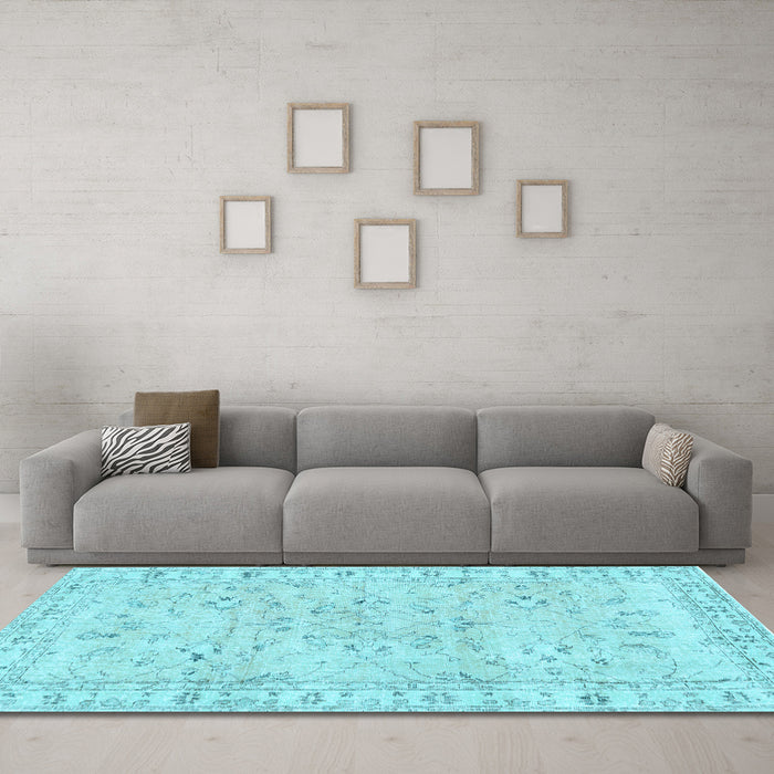 Machine Washable Persian Light Blue Traditional Rug in a Living Room, wshtr2443lblu