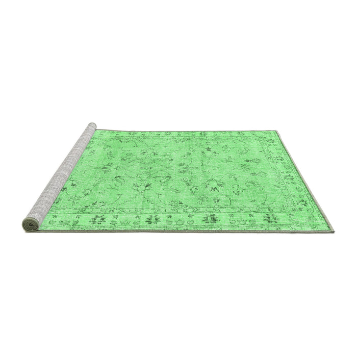 Sideview of Machine Washable Persian Emerald Green Traditional Area Rugs, wshtr2443emgrn